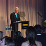 President Bill Clinton during his remarks to the crowd.